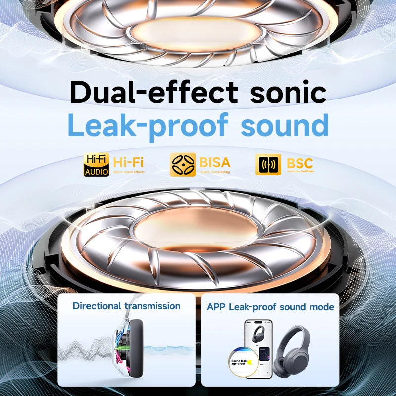 Picun F1 ANC Wireless Bluetooth 5.4 Hi-FI Audio Headphones 43dB Adaptive Noise Cancelling Headsets 40mm Driver 80H Playtime APP