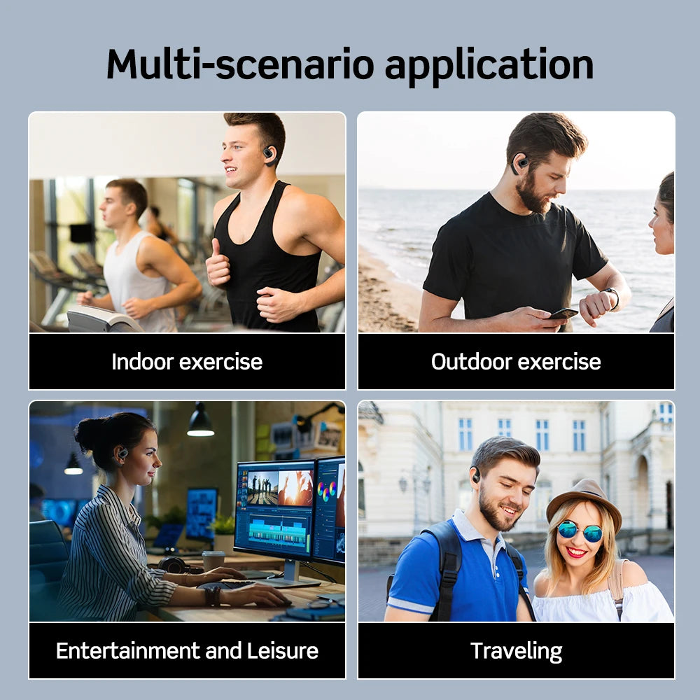 Mpow J13 True Wireless Sports Earphones,Bluetooth 5.3 OWS Open Ear Headsets with Earhooks 25 Hrs Playtime & ENC Noise Reduction